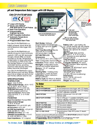 Thumbnail of document Data Sheet - OM-CP-PHTEMP2000 pH & Temp. Data Logger w/ LCD Display